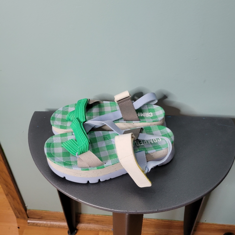 Camper Oruga Hp Strappy Platform Gingham Sandals Size 38 Green White Preppy